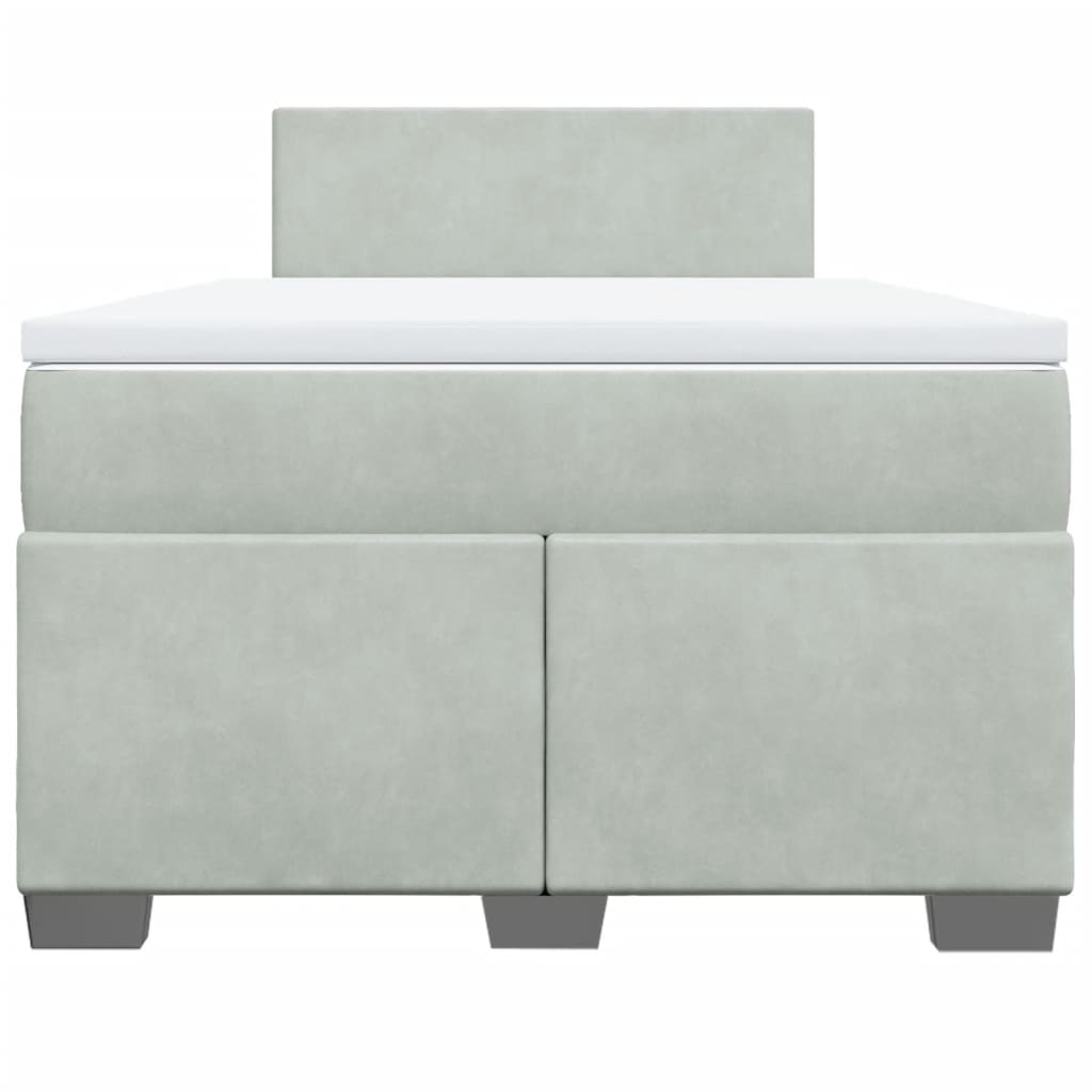 Lova su spyruoklėmis ir čiužiniu, pilka, 120x200cm, aksomas