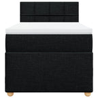 Lova su spyruoklėmis ir čiužiniu, juoda, 90x200 cm, audinys