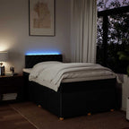 Lova su spyruoklėmis ir čiužiniu, juoda, 120x190cm, audinys