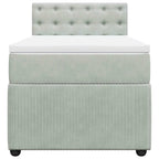 Lova su spyruoklėmis ir čiužiniu, pilka, 90x200 cm, aksomas