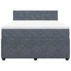 Lova su spyruoklėmis ir čiužiniu, pilka, 140x190 cm, aksomas