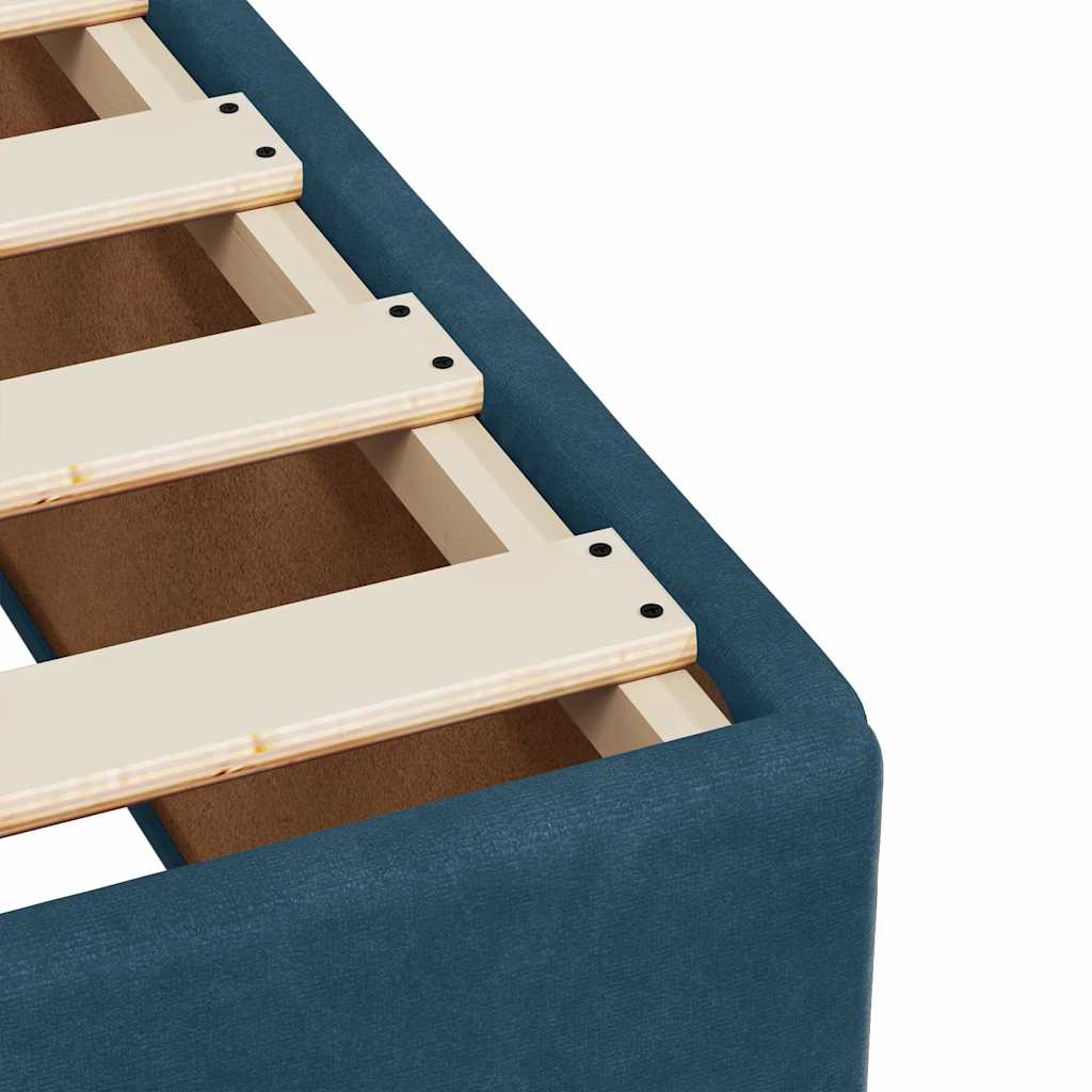 Lova su spyruoklėmis ir čiužiniu, mėlyna, 140x200cm, aksomas