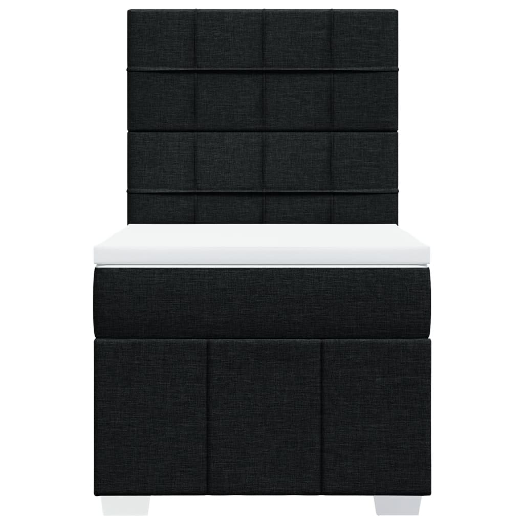 Lova su spyruoklėmis ir čiužiniu, juoda, 90x200 cm, audinys