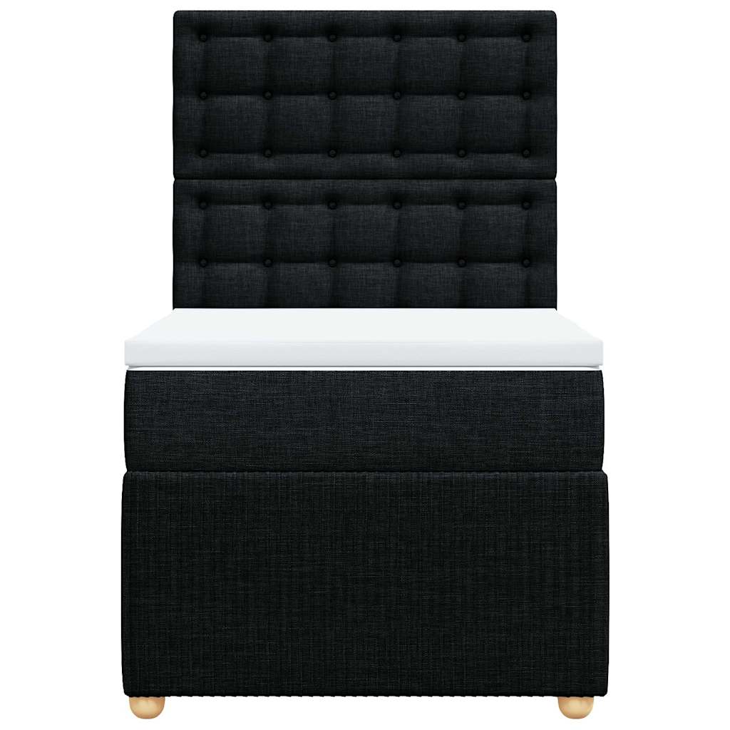 Lova su spyruoklėmis ir čiužiniu, juoda, 90x190 cm, audinys