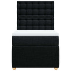 Lova su spyruoklėmis ir čiužiniu, juoda, 90x190 cm, audinys