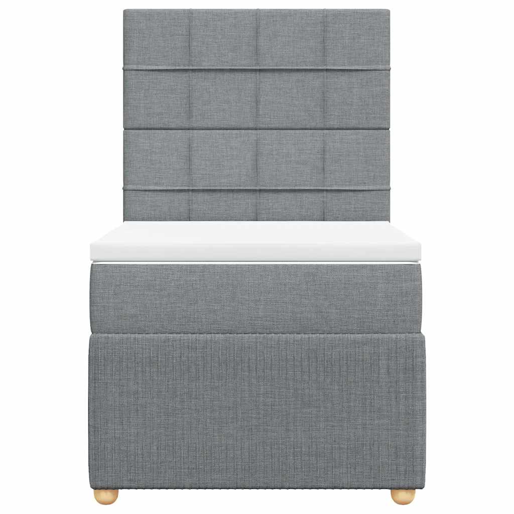 Lova su spyruoklėmis ir čiužiniu, pilka, 90x200 cm, audinys