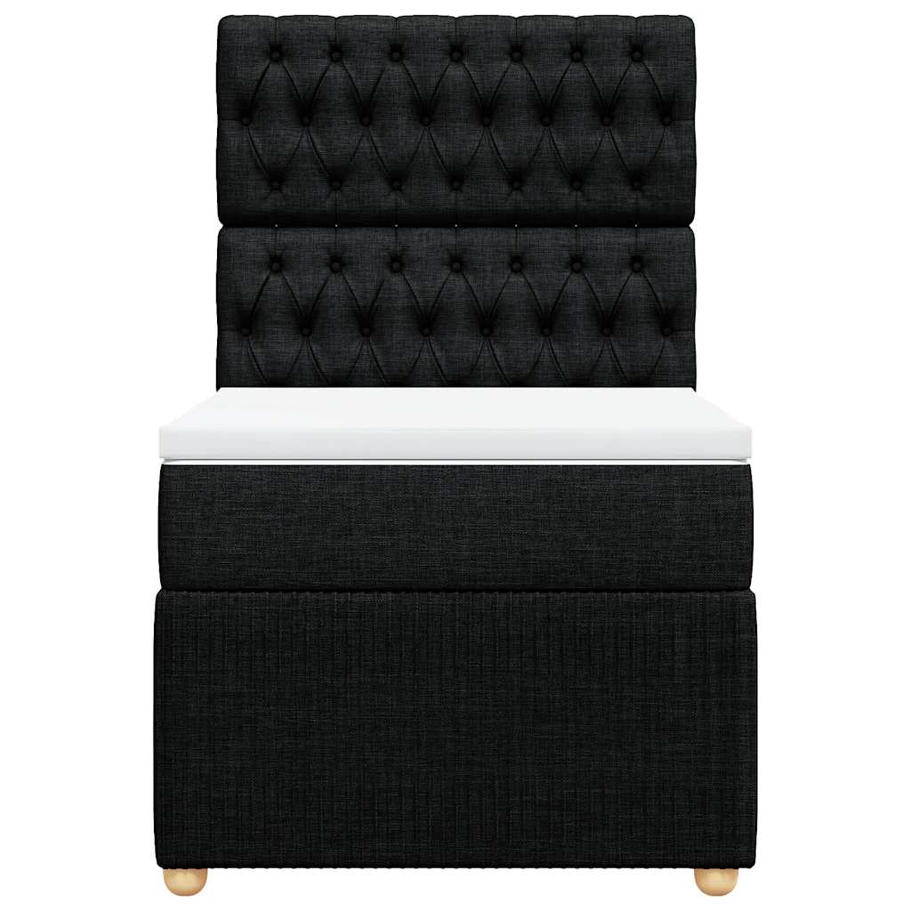 Lova su spyruoklėmis ir čiužiniu, juoda, 90x200 cm, audinys