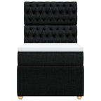 Lova su spyruoklėmis ir čiužiniu, juoda, 90x200 cm, audinys