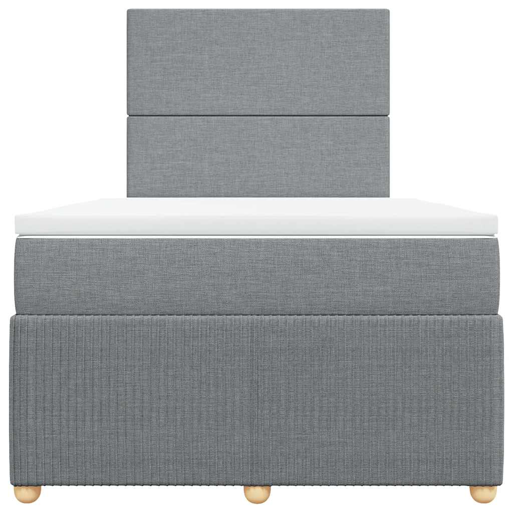 Lova su spyruoklėmis ir čiužiniu, pilka, 120x190cm, audinys