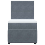 Lova su spyruoklėmis ir čiužiniu, pilka, 90x190 cm, aksomas