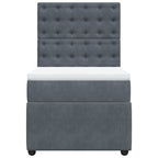 Lova su spyruoklėmis ir čiužiniu, pilka, 90x200 cm, aksomas