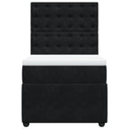 Lova su spyruoklėmis ir čiužiniu, juoda, 100x200 cm, aksomas