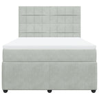 Lova su spyruoklėmis ir čiužiniu, pilka, 140x200 cm, aksomas