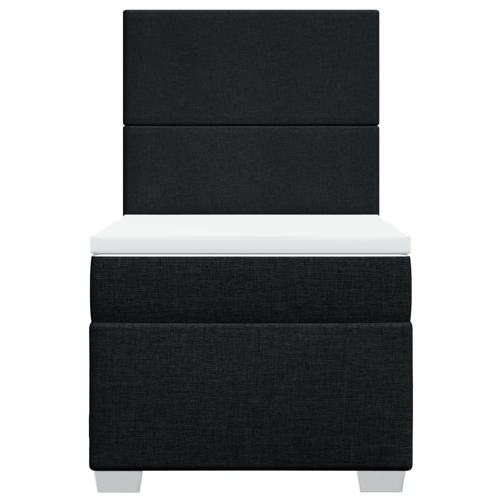 Lova su spyruoklėmis ir čiužiniu, juoda, 90x200 cm, audinys