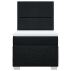 Lova su spyruoklėmis ir čiužiniu, juoda, 90x200 cm, audinys