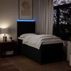 Lova su spyruoklėmis ir čiužiniu, juoda, 90x200 cm, audinys