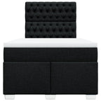 Lova su spyruoklėmis ir čiužiniu, juoda, 120x200 cm, audinys