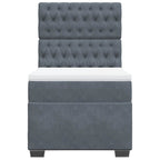 Lova su spyruoklėmis ir čiužiniu, pilka, 80x200cm, aksomas