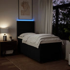 Lova su spyruoklėmis ir čiužiniu, juoda, 90x190 cm, audinys