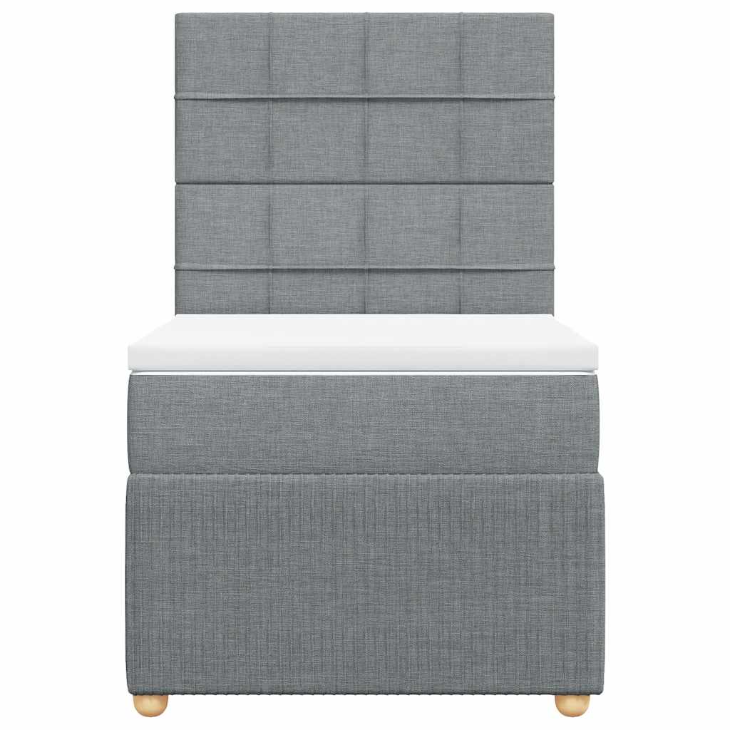 Lova su spyruoklėmis ir čiužiniu, pilka, 90x190 cm, audinys