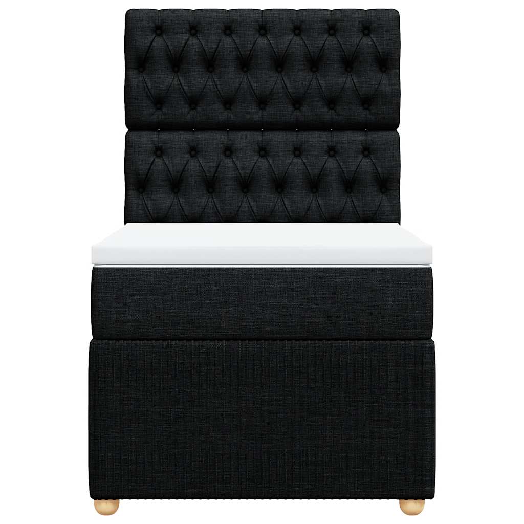 Lova su spyruoklėmis ir čiužiniu, juoda, 100x200cm, audinys