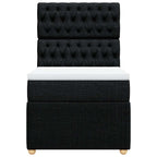 Lova su spyruoklėmis ir čiužiniu, juoda, 100x200cm, audinys