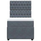 Lova su spyruoklėmis ir čiužiniu, pilka, 90x190 cm, aksomas