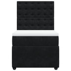 Lova su spyruoklėmis ir čiužiniu, juoda, 90x190 cm, aksomas