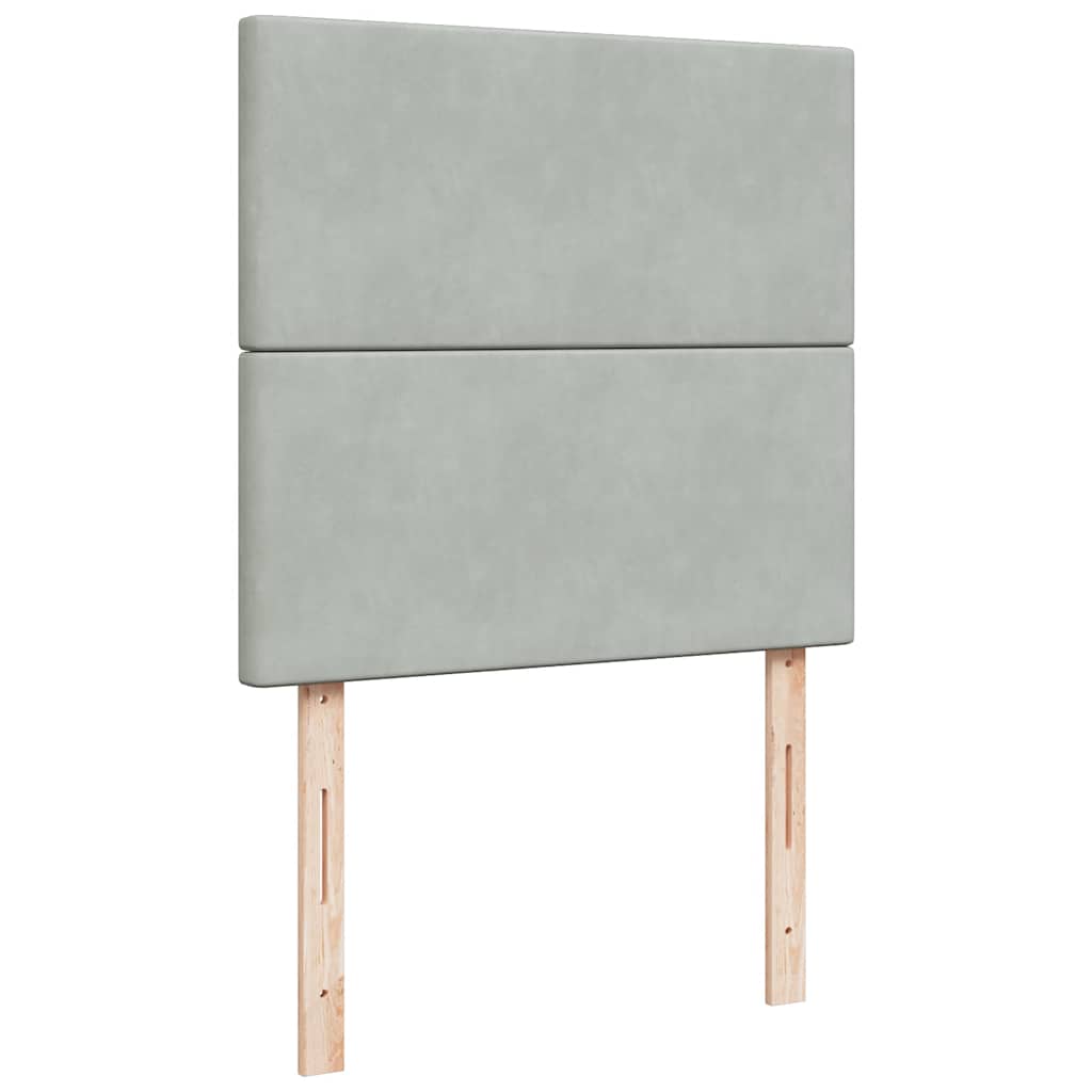 Lova su spyruoklėmis ir čiužiniu, pilka, 90x200 cm, aksomas