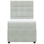 Lova su spyruoklėmis ir čiužiniu, pilka, 90x200 cm, aksomas