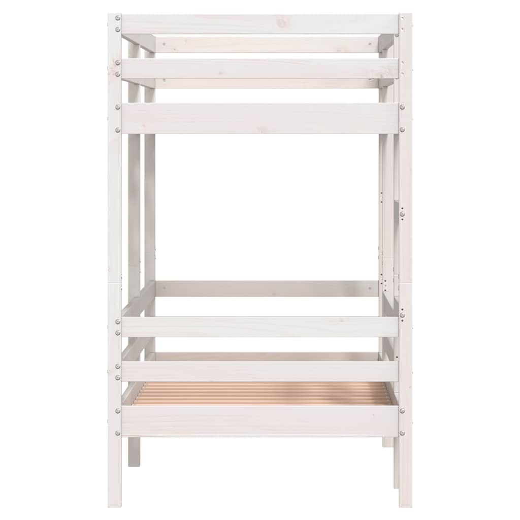 Dviaukštė lova, balta, 90x190cm, pušies medienos masyvas