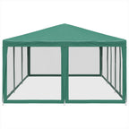Proginė palapinė su 10 tinklinėmis sienomis, žalia, 6x4m, HDPE