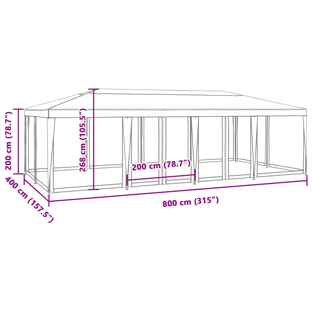 Pavėsinė, antracito spalvos, 3x3x2,65m, 180 g/m²