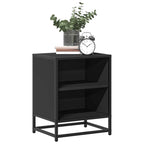 Spintelės prie lovos 2 vnt Juodos 40x31x50cm Mediena ir metalas
