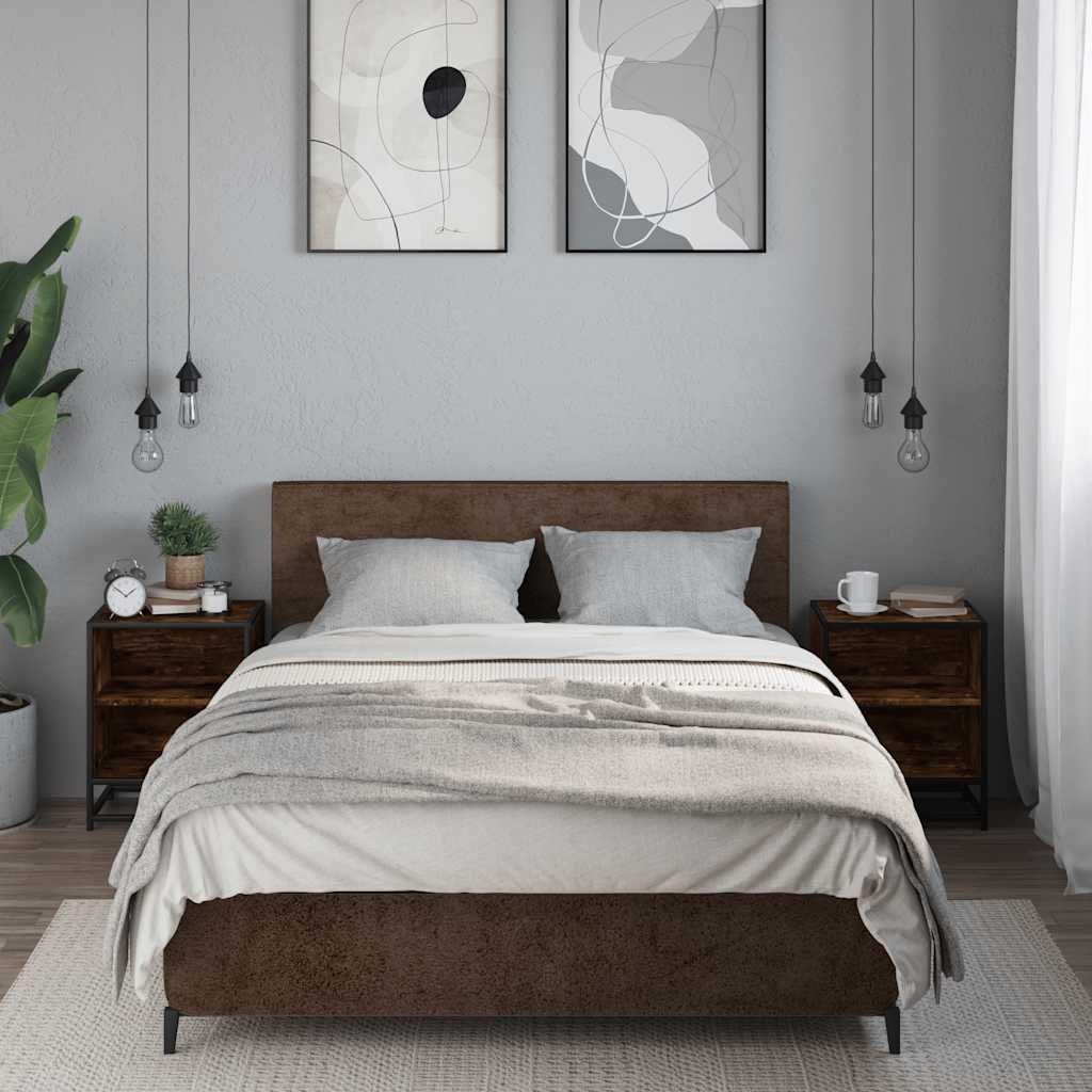 Spintelės prie lovos 2 vnt Rūkytas ąžuolas 40x31x50 cm