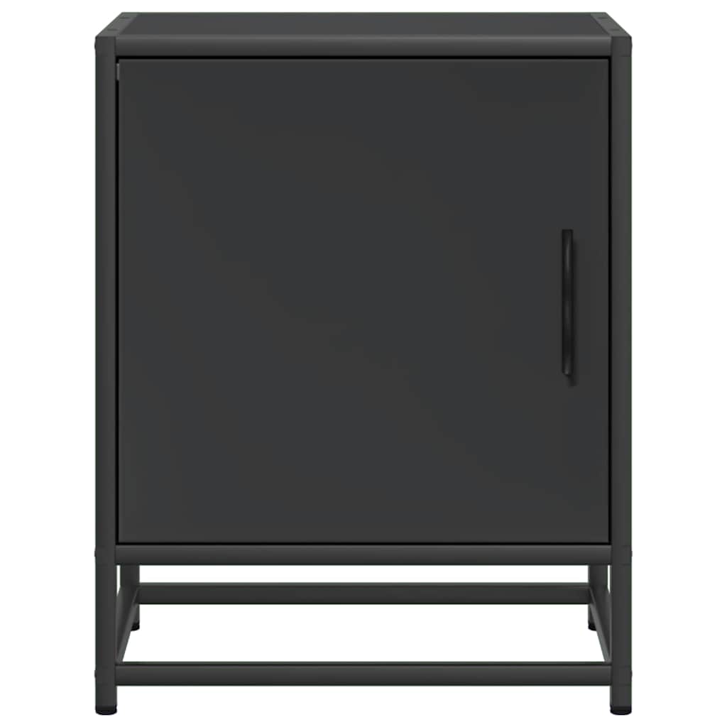 Spintelės prie lovos 2 vnt Juodos 40x31x50cm Mediena ir metalas