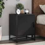 Spintelės prie lovos 2 vnt Juodos 40x31x50cm Mediena ir metalas