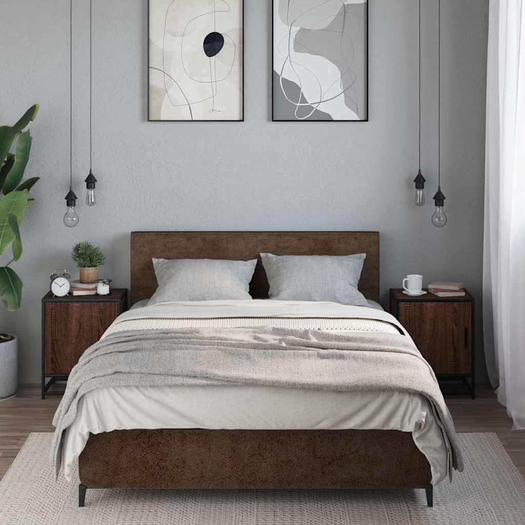 Spintelės prie lovos 2 vnt Rudas ąžuolas Mediena ir metalas