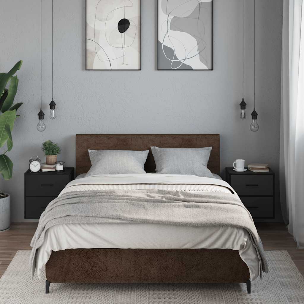 Sieninės naktinės spintelės, 2vnt., juodos, 40x31x39,5cm