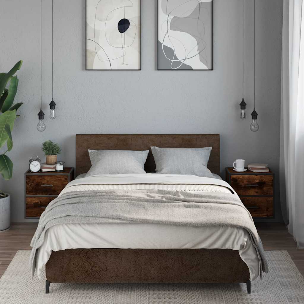 Sieninės naktinės spintelės, 2vnt., dūminio, 40x31x39,5 cm