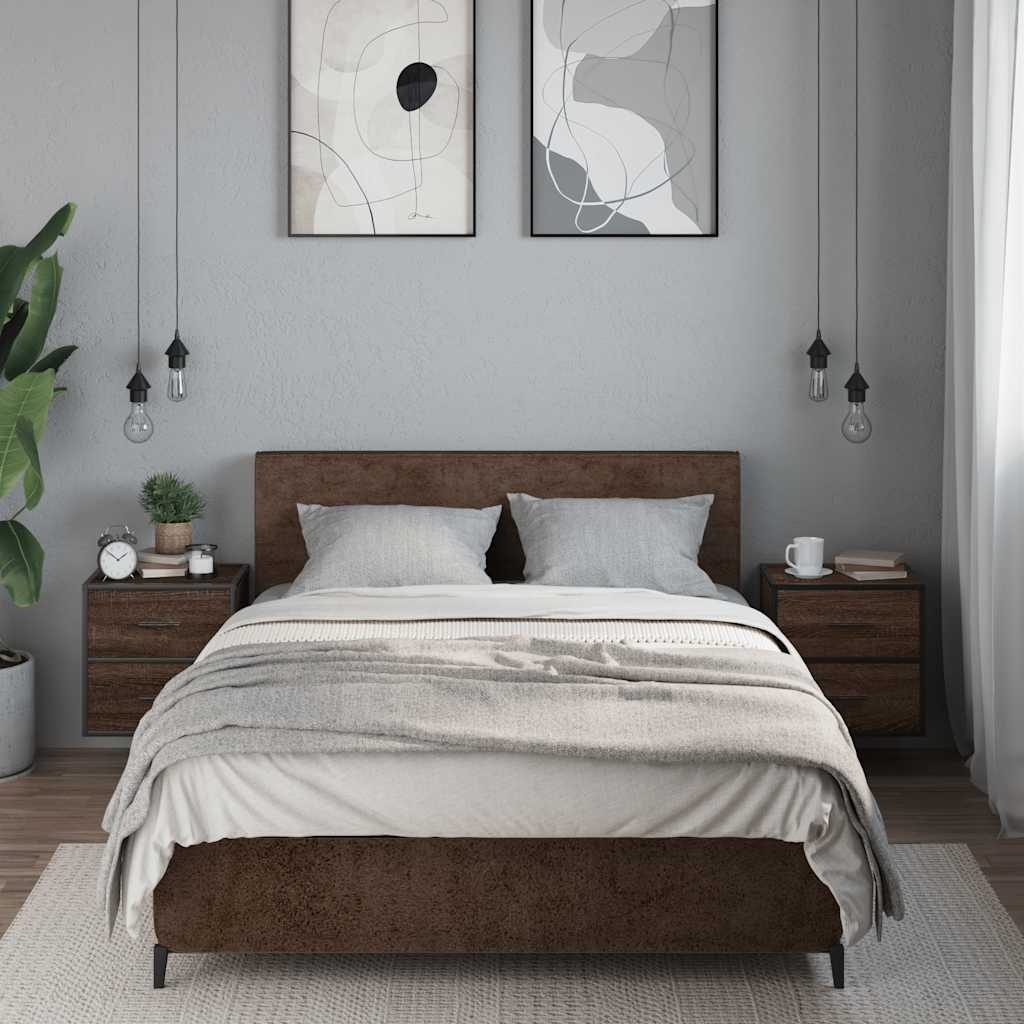 Sieninės naktinės spintelės, 2vnt., ruda ąžuolo, 40x31x39,5 cm