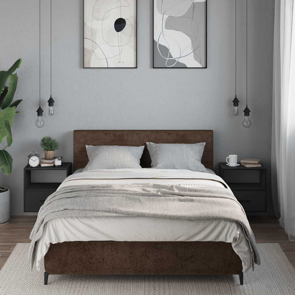 Sieninės naktinės spintelės, 2vnt., juodos, 40x31x39,5cm