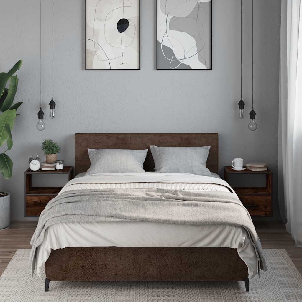 Sieninės naktinės spintelės, 2vnt., dūminio, 40x31x39,5 cm