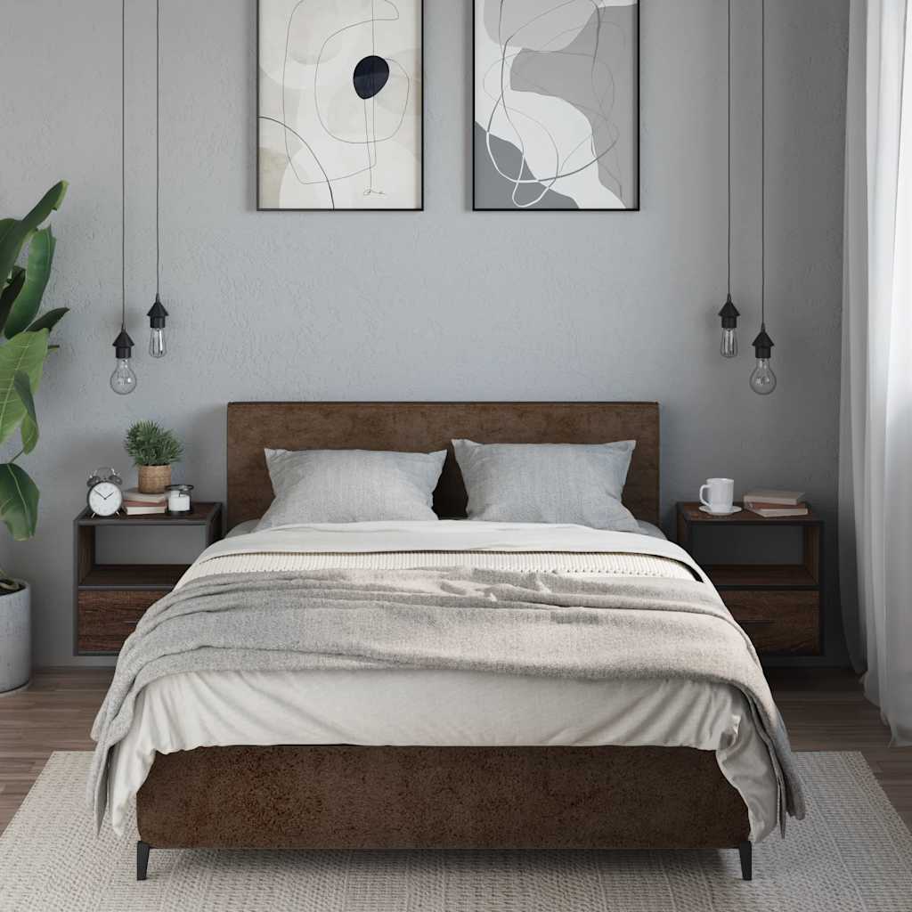 Sieninės naktinės spintelės, 2vnt., ruda ąžuolo, 40x31x39,5 cm