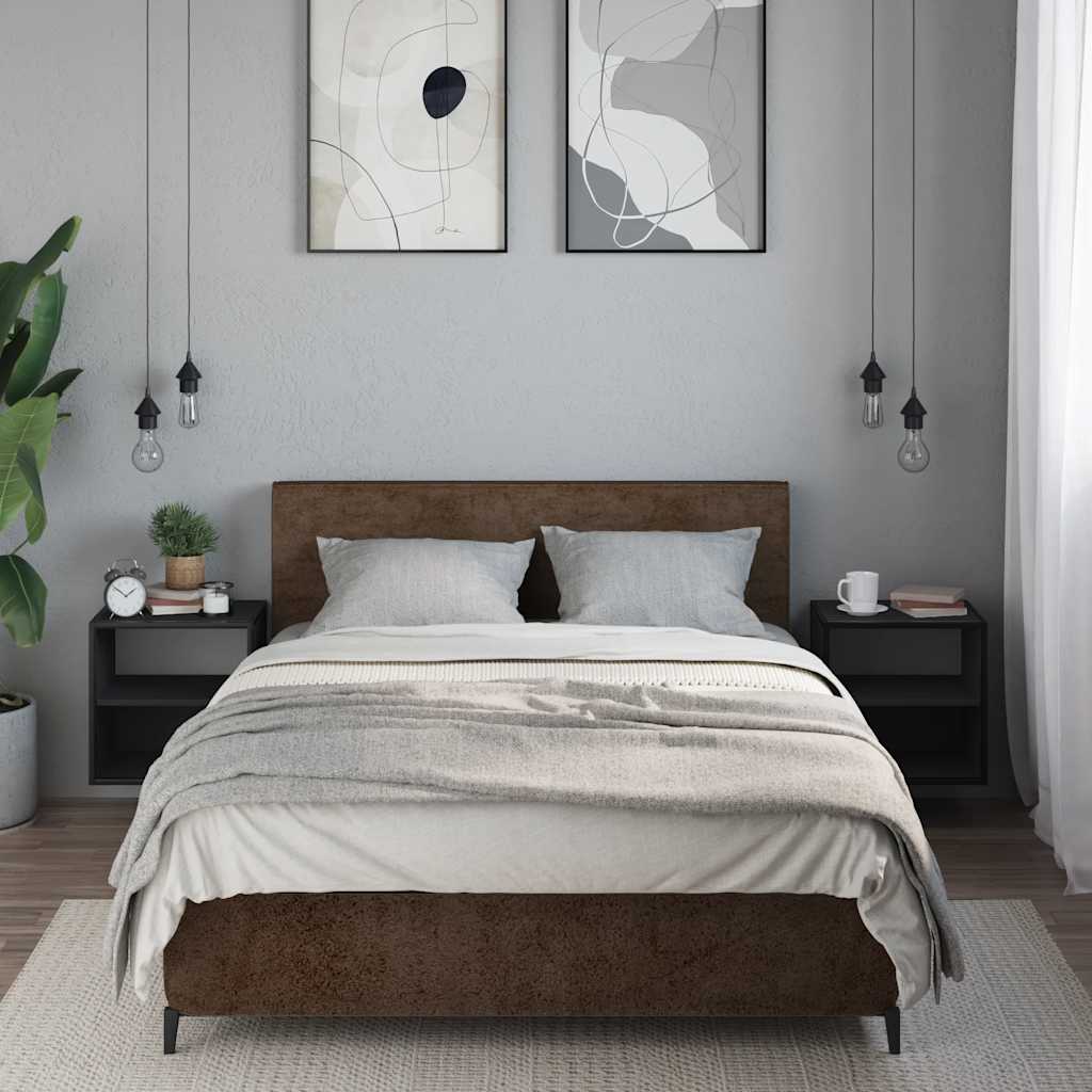 Sieninės naktinės spintelės, 2vnt., juodos, 40x31x39,5cm