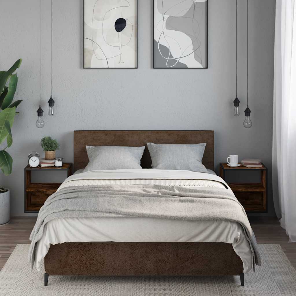 Sieninės naktinės spintelės, 2vnt., dūminio, 40x31x39,5 cm