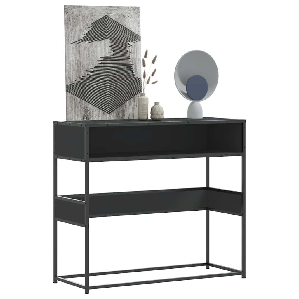 konsolinis stalas juodas 90x35x80 cm inžinierinis medis