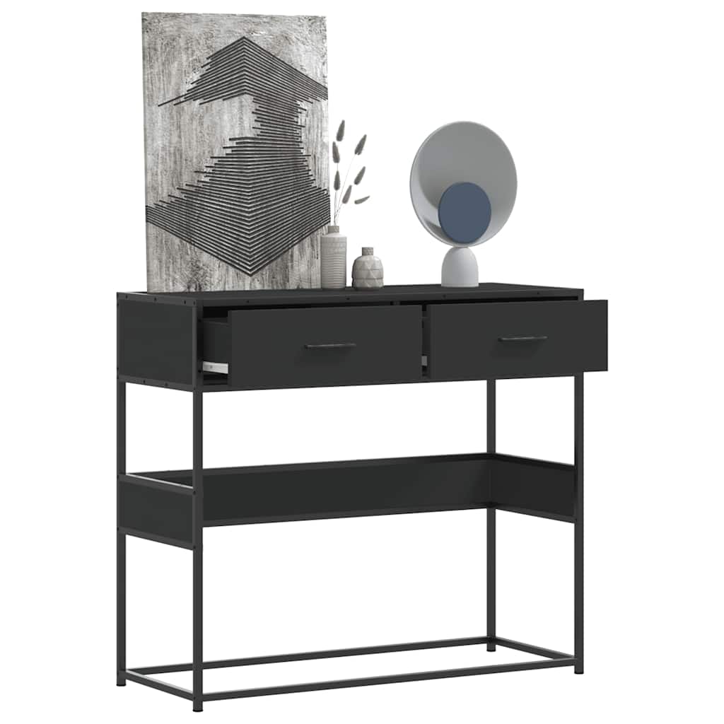 konsolinis stalas juodas 90x35x80 cm inžinierinis medis