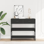 konsolinis stalas juodas 90x35x80 cm inžinierinis medis