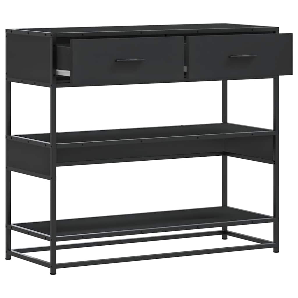 konsolinis stalas juodas 90x35x80 cm inžinierinis medis